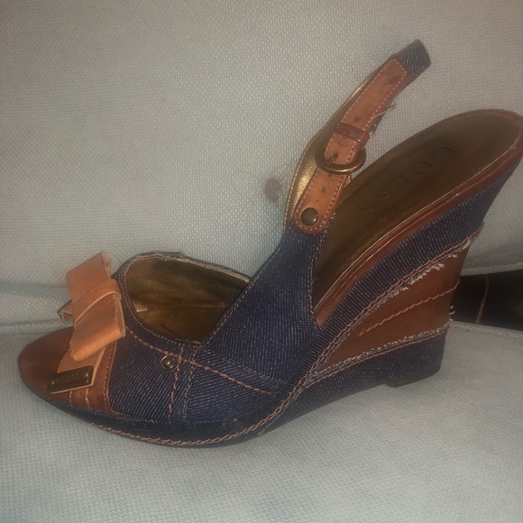 dark blue denim wedges